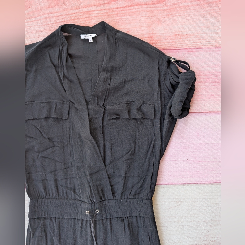 Helmut Lang Black Roll Tab Sleeve Wrap Front Shirt Dress 2/XS - Picture 4 of 5